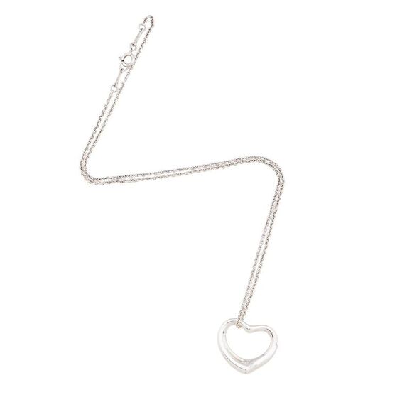Tiffany & Co. Elsa Peretti Sterling Silver Open Heart 22mm Necklace - Picture 1 of 6